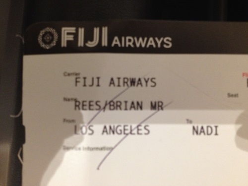 Fiji Airlines boarding card