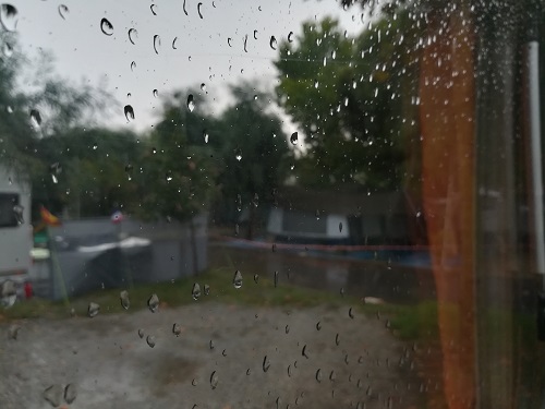 Rain on the Motril campsite.